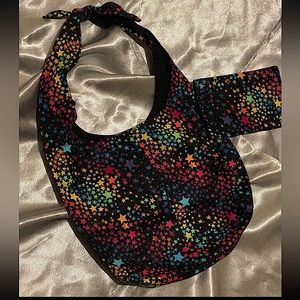 Handmade Black rainbow stars with sparkles bag and pouch set